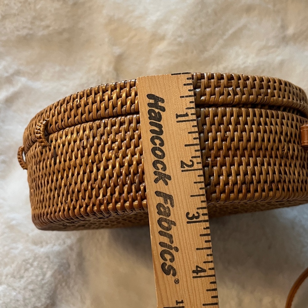 Anthropologie Bag Handwoven Round Rattan Wicker Crossbody Purse‎ - Picture 13 of 16